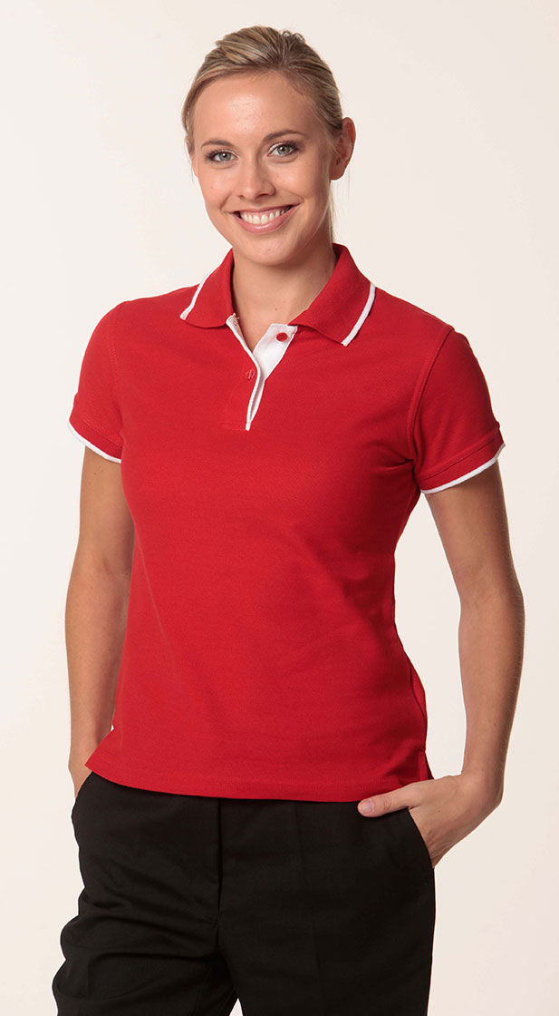 PS48A Ladies’ Poly/Cotton Contrast Pique Short Sleeve Polo